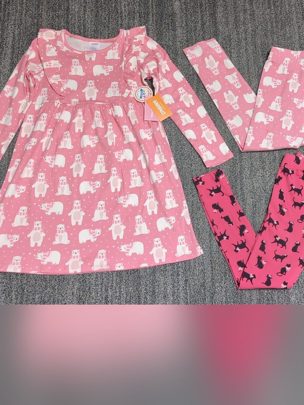 NWT Sz 7 Gymboree Dress Pink Polar Bear Dress with Matching Leggings + Cat